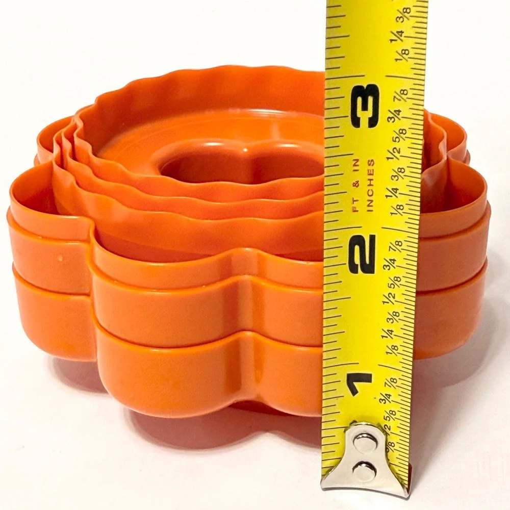 Vintage Tupperware Nesting Cookie Cutter Set 5pc Orange Heart Star Flower